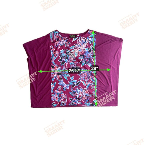 Bob Mackie Womens Floral Tunic Top Size 1X Stretch Colorful Work Party Loose Fit - Picture 2 of 8